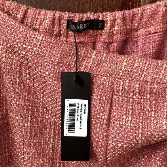 ❤️Mikarose Woven Pink Grid Pencil Skirt size S - Picture 4 of 5